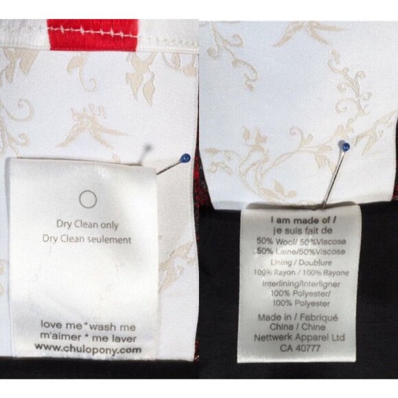 Chulo Pony Womens Large Vest Wool Blend Plaid Red Black Hooded Vintage Shawl Col - Picture 10 of 10